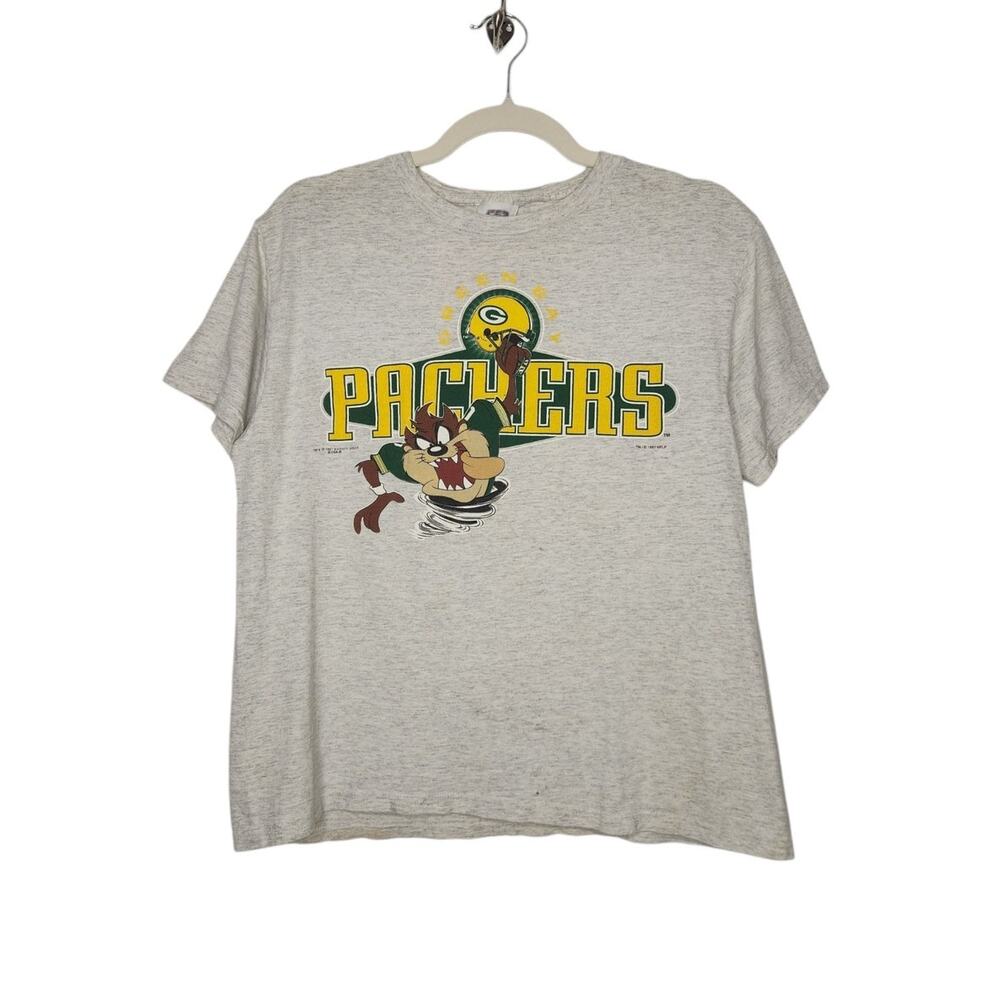 Vintage Green Bay Packers Taz Looney Tunes Youth 16/18 Distressed Worn